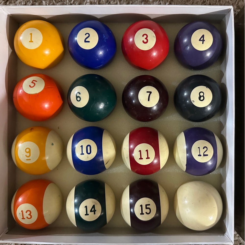 Classic Billiard Ball Set - standard 16 pc 2.25”